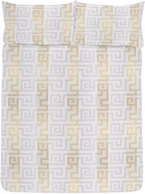 K Collection Athena Reversible Cotton Duvet Set and Pillowcase in Beige, W: 140 cm, L: 200 cm
