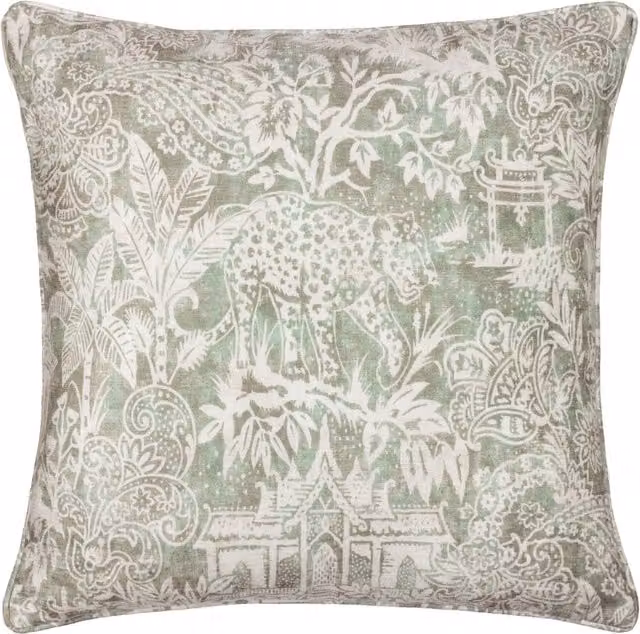 Make it a Home Bengal Chenille Cushion in Sage Green with Feather and Polyester Filling
