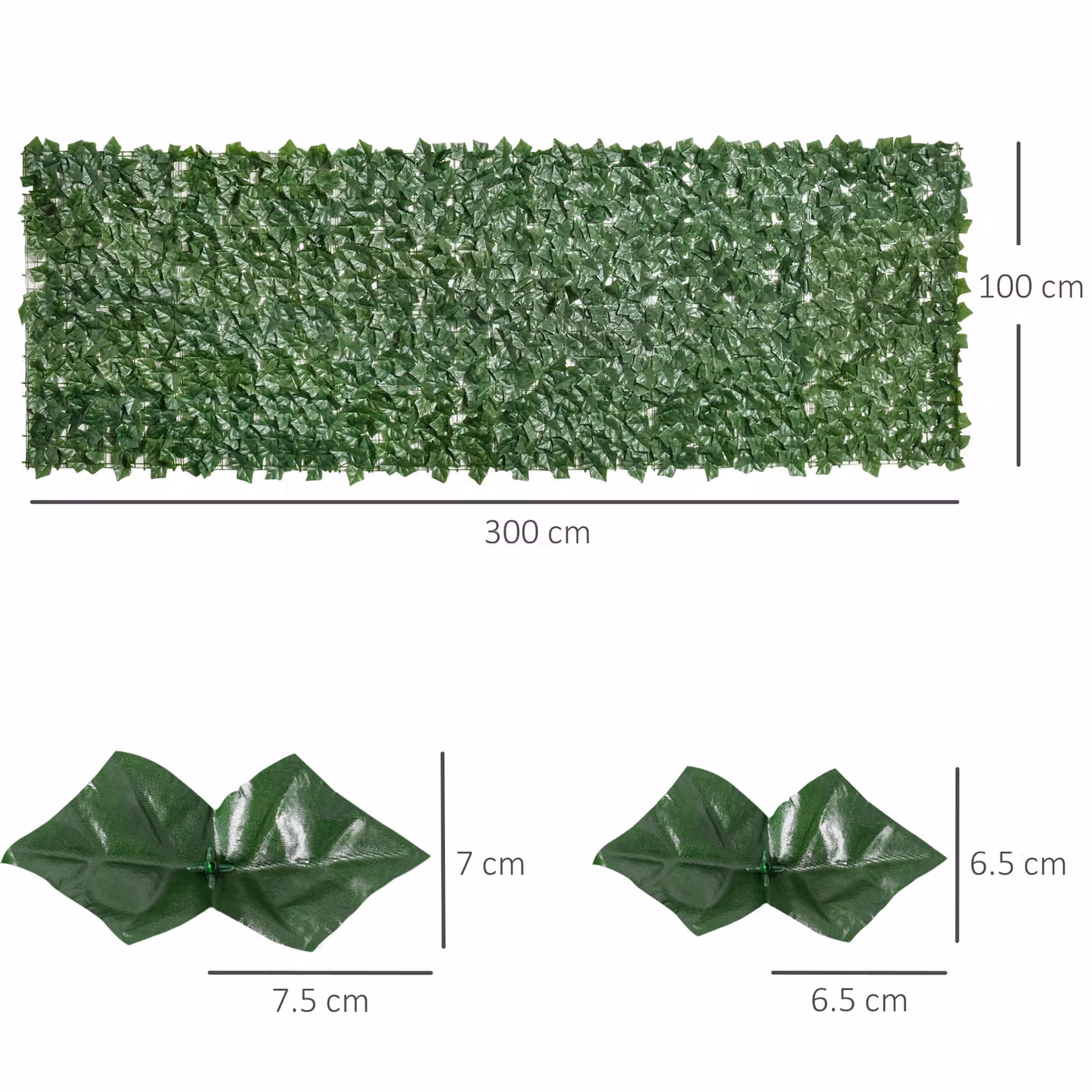 Outsunny 2-Piece Artificial Leaf Hedge Privacy Fence Screen, Dark Green, W: 300 cm, H: 100 cm – 2