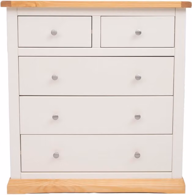Cabinet Bits Trevi 5 Drawer Chest of Drawers in White and Wood