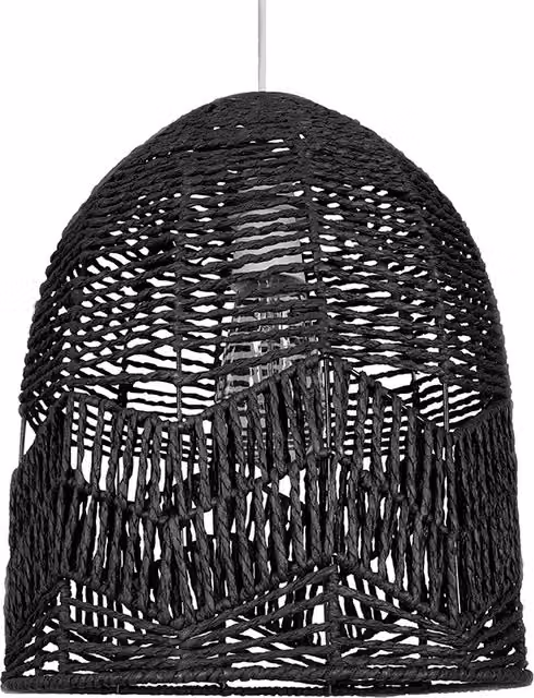 ValueLights Rustic Black Rattan Lantern Bird Cage Ceiling Pendant Light Shade