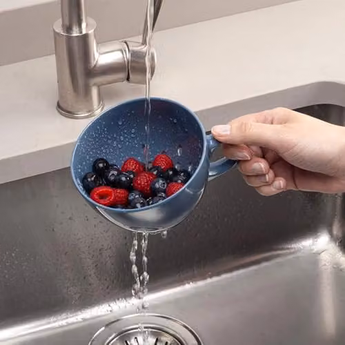 Zeal Melamine Berry Colander with Handles, Blue, Diameter: 10 cm – 2