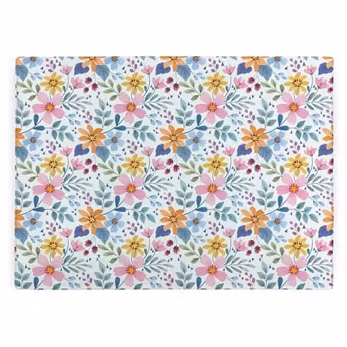 Purely Home Multicoloured Pink Floral Rectangular Glass Worktop Protector with Non-Slip Feet, W: 39 cm, D: 28.5 cm – 1