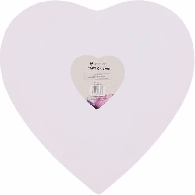 Art Studio Heart Canvas in White Cotton and Wood