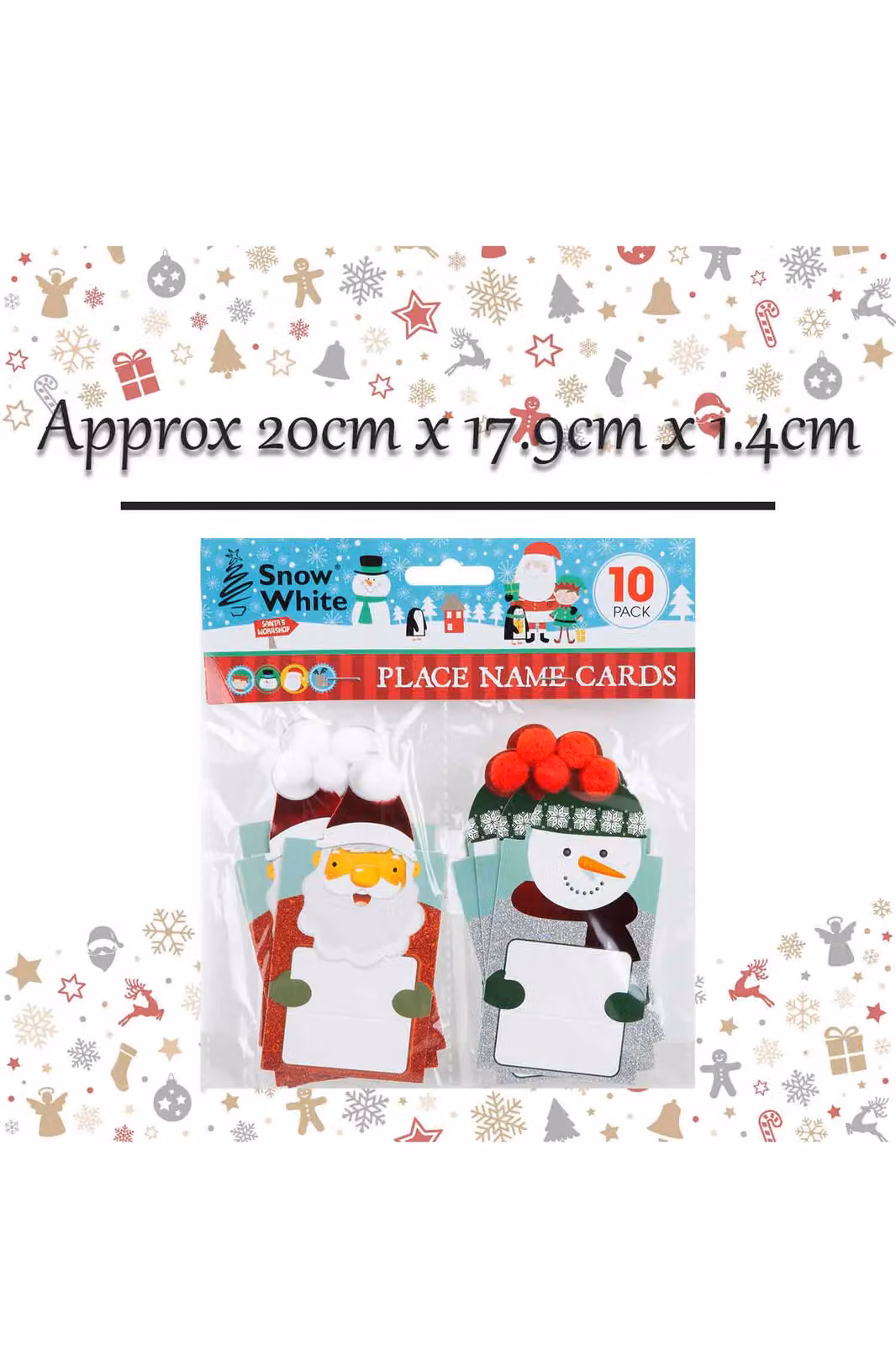 VFM e-Store Christmas Place Name Cards and Table Markers, Multicolour, Pack of 10, W: 20 cm, H: 17.9 cm, D: 1 cm – 2