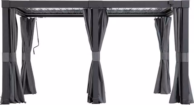 Sunjoy Grey UV Resistant Opaque Fabric Curtain Panel for Multi Gazebo W: 406 cm, D: 306 cm