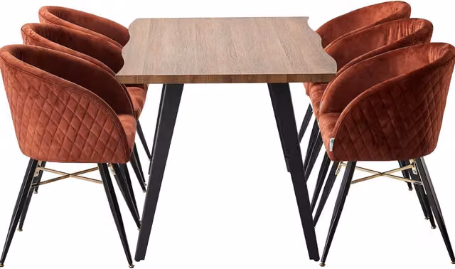Life Interiors EVA Dining Chair in Terracotta Velvet Fabric with Metal Legs