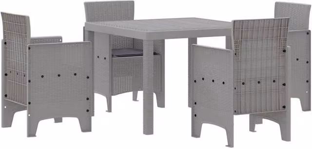 Berkfield Home 5 Piece Modern Poly Rattan Garden Dining Set with Cushions in Grey – 1