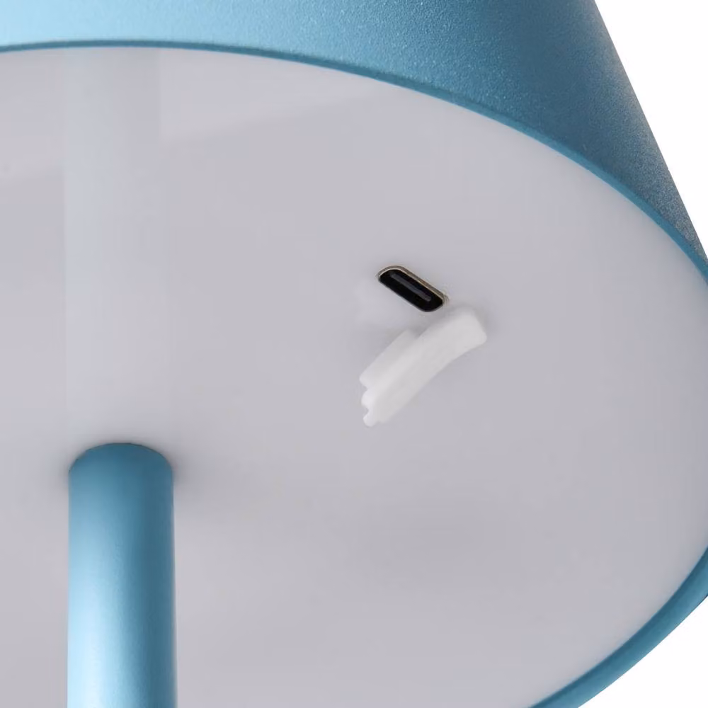 Wyld and Coco Blue Metal Wireless Table Lamp with USB C Rechargeable Battery and Touch Control – 3