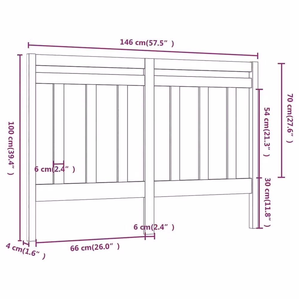 Berkfield Home Beautiful Bed Headboard in Grey Solid Pine, W: 146 cm, D: 4 cm, H: 100 cm – 3