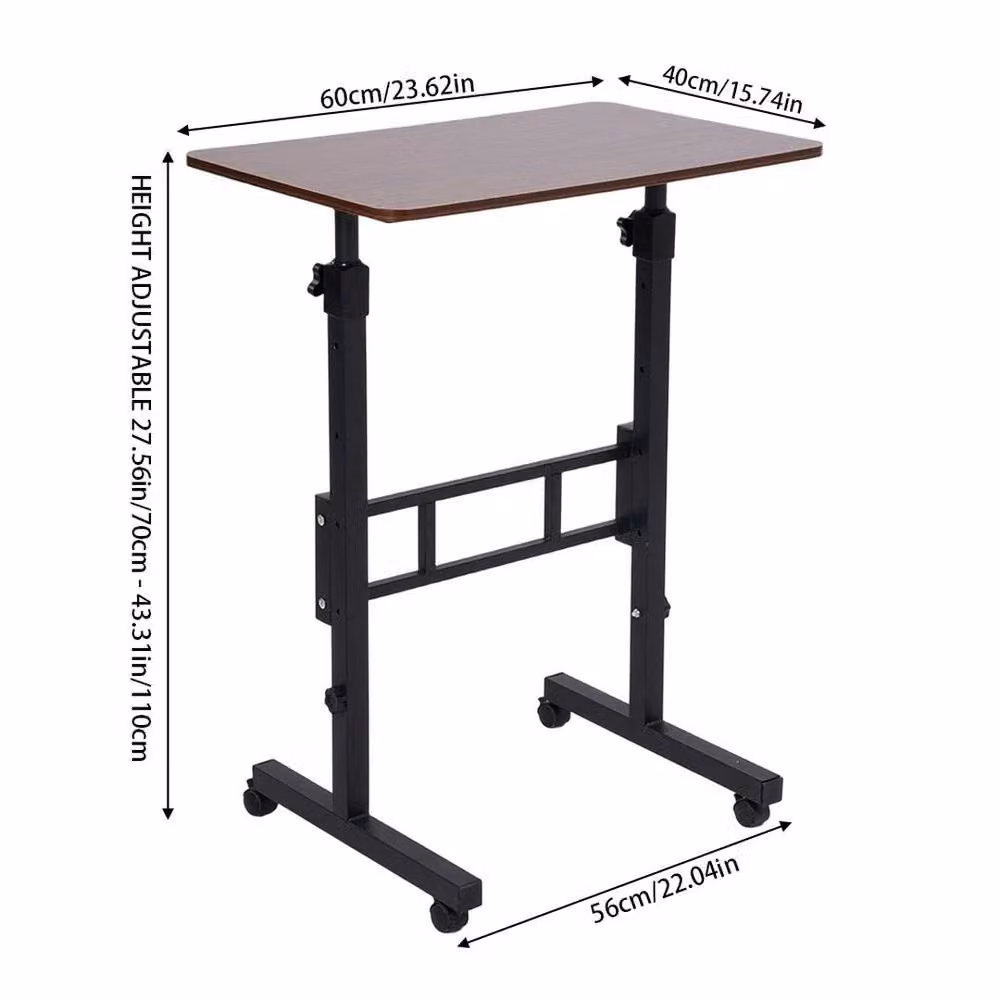 KORVIXA Height-Adjustable Walnut Laptop Desk on Wheels in Brown, W/D/H: 100 x 100 cm – 2