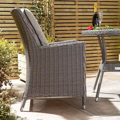 Rowlinsons Prestbury Bistro Set in Natural Stone, Aluminium and Rattan, Beige/Sand, W: 64 cm, D: 68 cm, H: 95 cm – 3