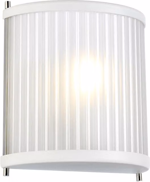 Loops Wall Light in White Satin Painted and Highly Polished Nickel with E27 LED Bulb Compatibility