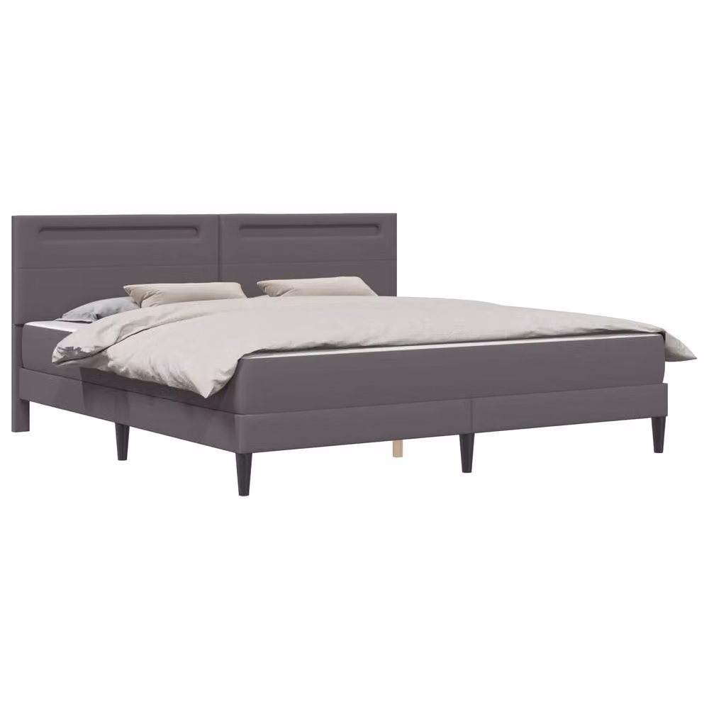 Berkfield Home Upholstered Grey Faux Leather Bed Frame with Under-Bed LED Strip Lights, W/D/H: 180 x 200 cm – 3
