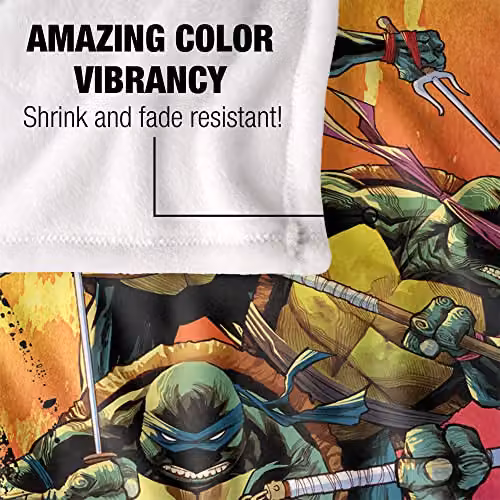 LOGOVISION Teenage Mutant Ninja Turtles TMNT Gradient Group Splash Super Soft Fleece Throw Blanket, Multicolour, W/D/H: 152 x 127 cm – 3