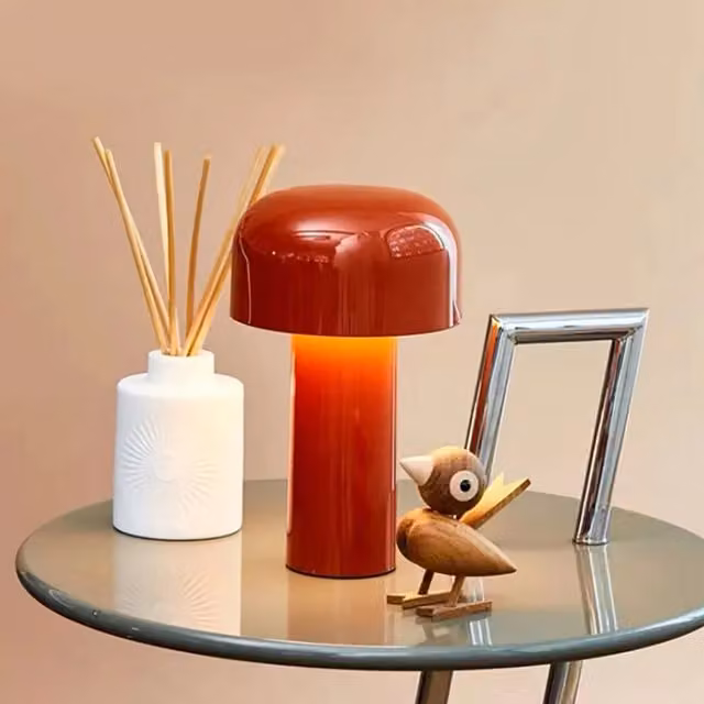 ExtraStar Mushroom Shape Dimmable LED Desk Lamp in Red
