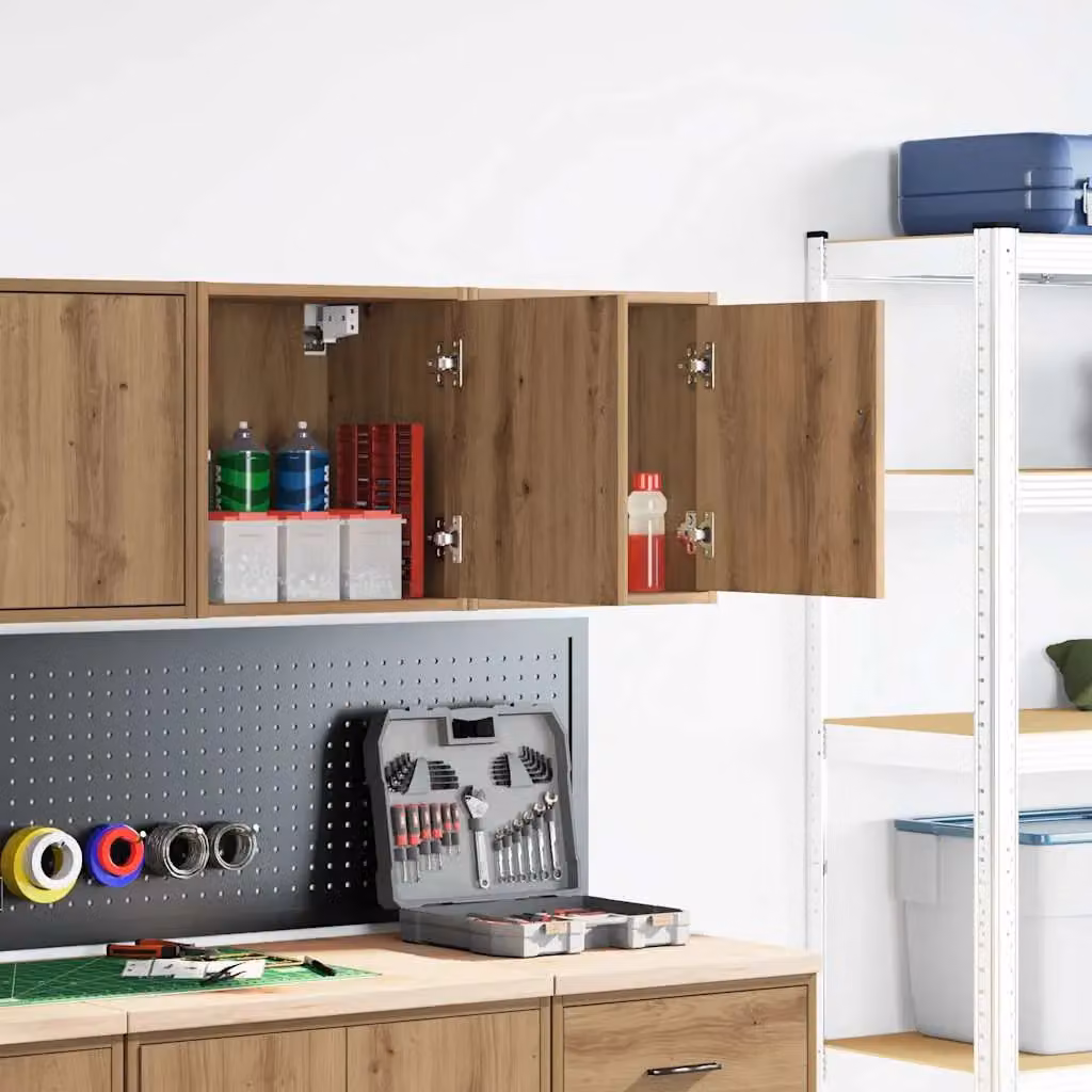 Berkfield Home Garage Wall Cabinets, 2 Piece Artisan Oak Engineered Wood in Brown – 2
