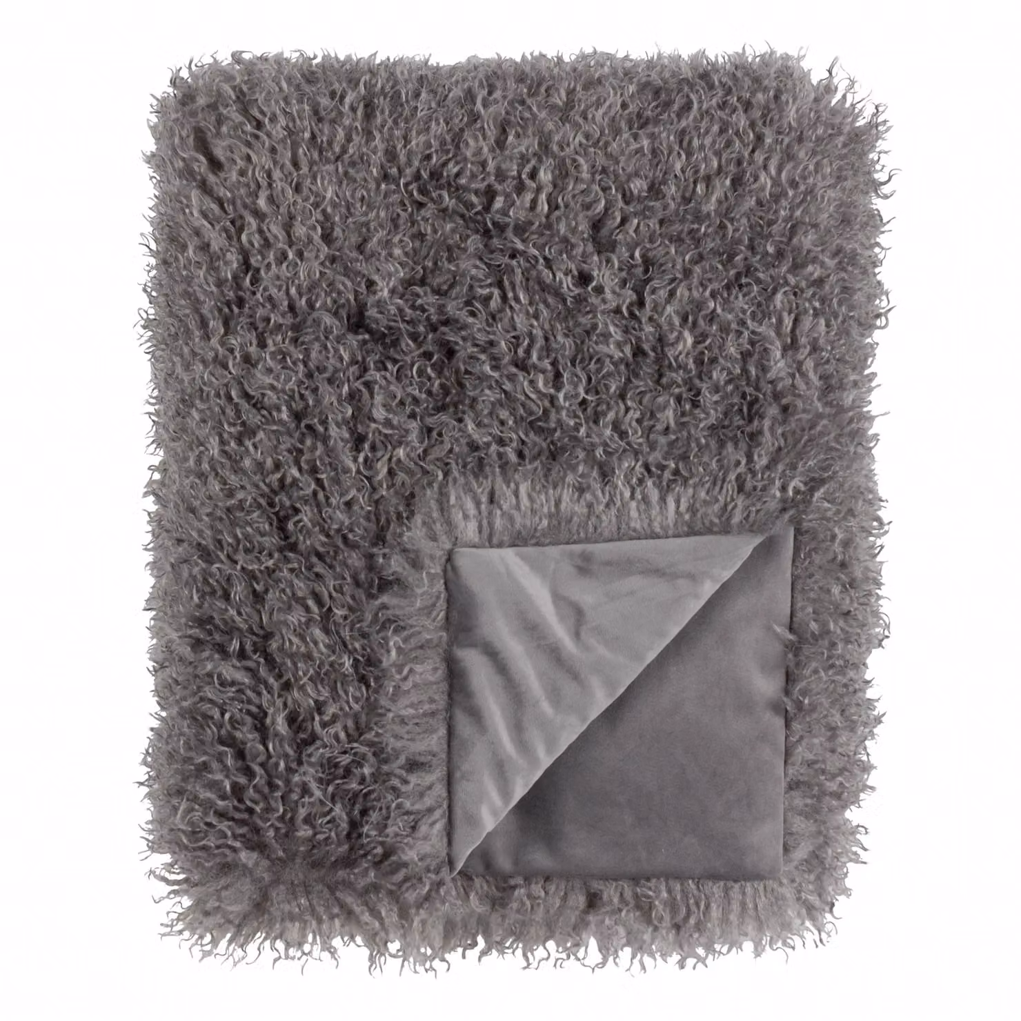 Furn Rowan Reversible Double Face Faux Fur Throw in Grey, W: 130 cm, L: 180 cm – 3