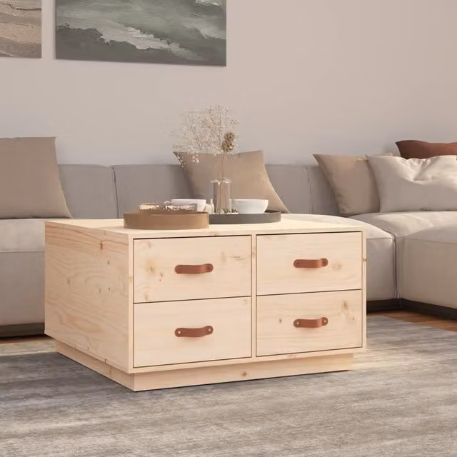 Berkfield Home Rustic Solid Wood Pine Coffee Table, Brown, W/D/H: 80 x 80 x 45 cm – 1