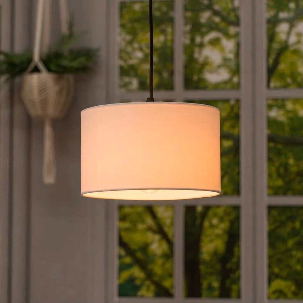 SPETLEK White Fabric Cylinder Lampshade for Easy Fit Pendant Ceiling Lights – 4