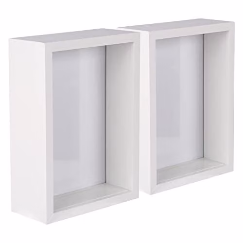 Nicola Spring 3D Shadow Box Photo Frames, Pack of 2, White, W/H: 12.7 x 19.0 cm