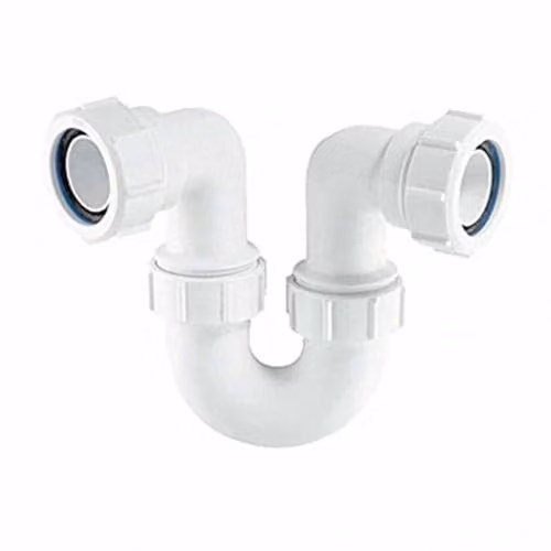 McAlpine SR10 White Plastic Running Tubular Swivel P Trap, 1.25 inch