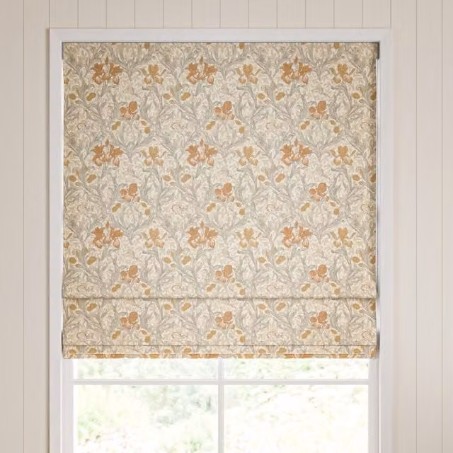 William Morris Iris Made To Measure Blackout Roman Blind in Honey Floral Pattern