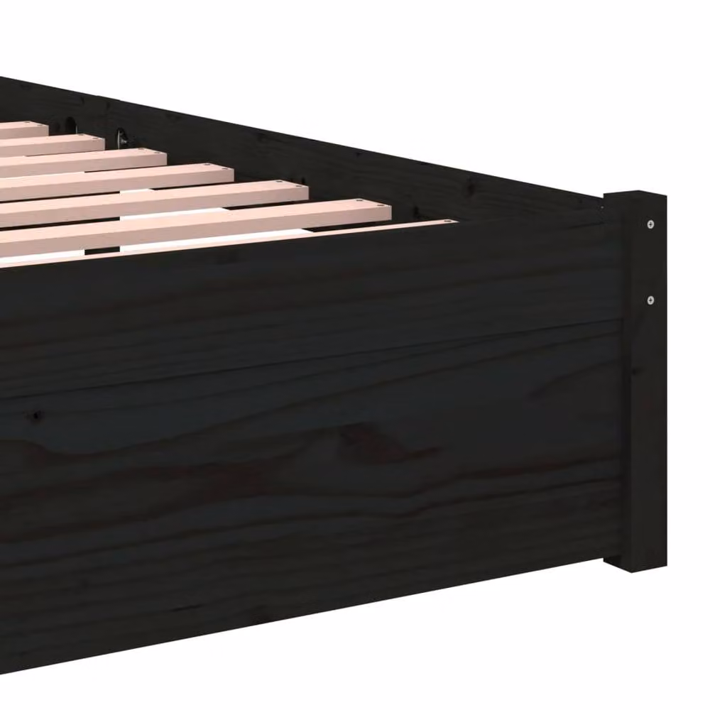Berkfield Home Beautiful Single Bed Frame in Black Solid Pine Wood, W/D/H: 90 x 190 cm – 4