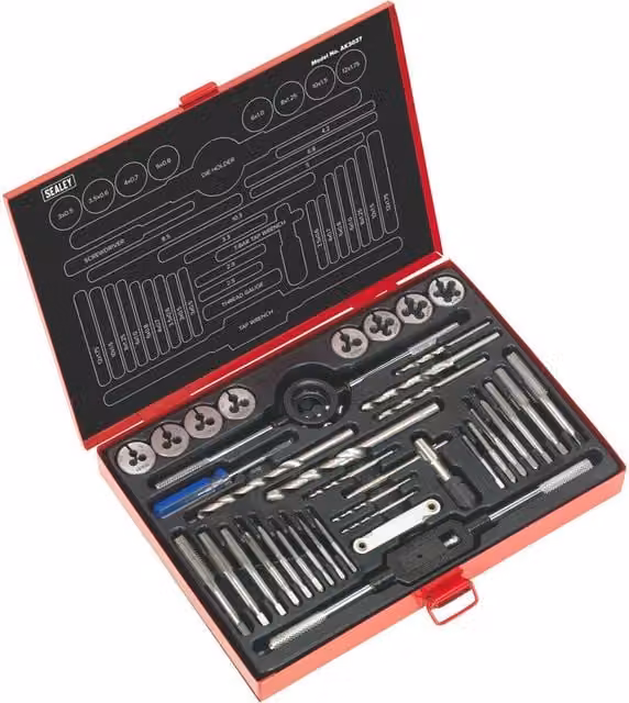 Loops 37pc Metric Tap and Split Die Set M3 to M12 Steel Threading Tool Set – 1