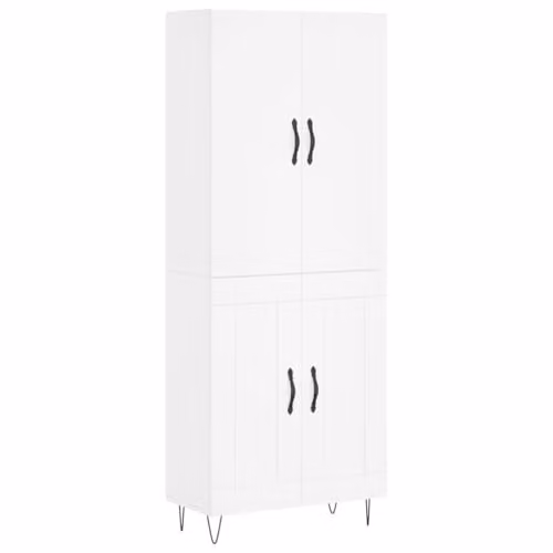 vidaXL Modern White Highboard with Hinged Doors and Internal Shelves, W/D/H: 69.5 x 34 x 180 cm