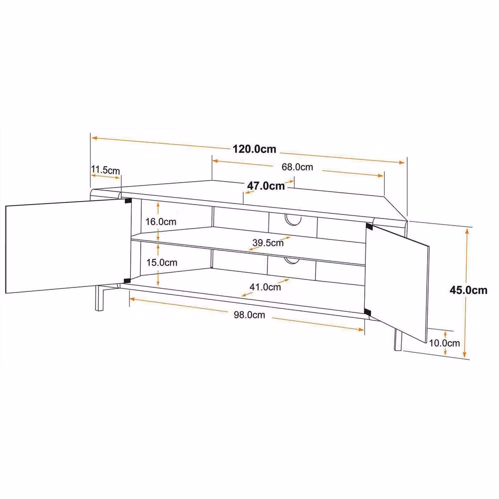 MDA Designs CORVUS Corner Black Oak TV Stand for Flat Screen TVs up to 50 inches, W: 120 cm, D: 45 cm, H: 48 cm – 5