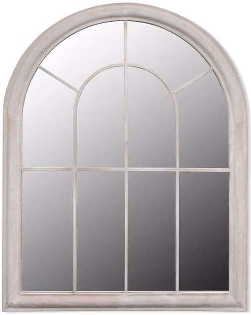 Berkfield Home Rustic Arch Garden Mirror in White, W: 69 cm, H: 89 cm