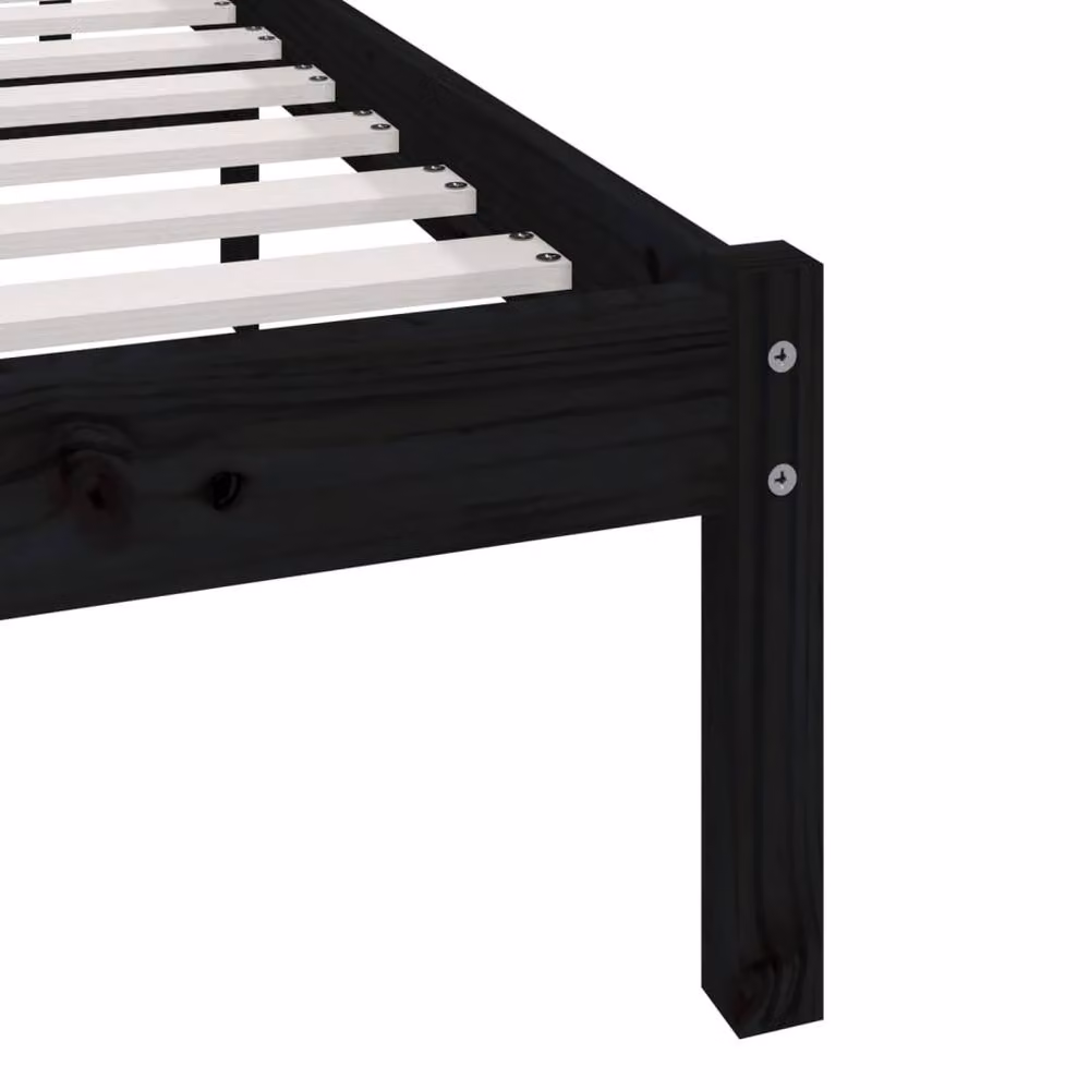 Berkfield Home Black Solid Wood Pine Bed Frame W/D/H: 200 x 200 cm – 5
