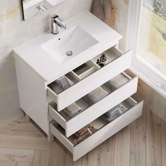 Banyetti Vatilla 800mm Floorstanding Vanity Unit with Lira Basin in Gloss White
