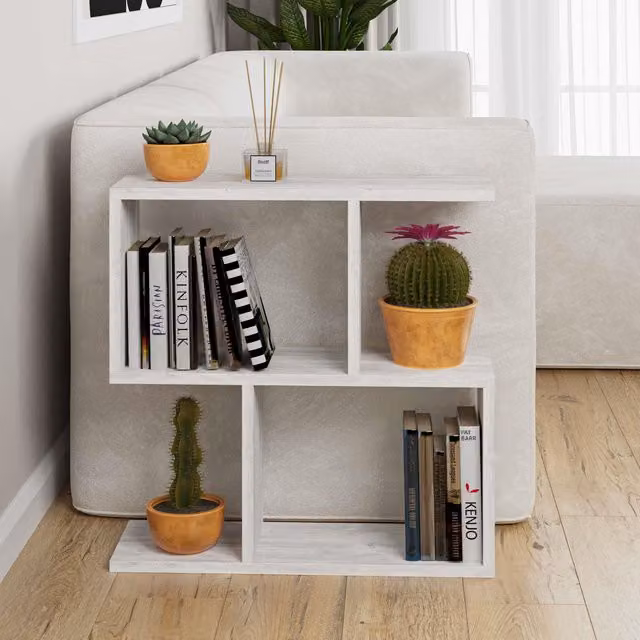 Decortie Modern 4-Compartment Side Table in White, W/D/H: 60 x 60 x 19.5 cm – 2