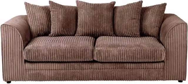 LUXURY LIFE Declan 3 Seater Jumbo Cord Fabric Sofa in Chocolate Brown