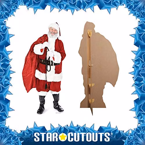 Star Cutouts SC14 Lifesize Father Christmas Santa Claus Decoration with Sack of Toys, Red and Multicolour, Height: 180 cm – 5