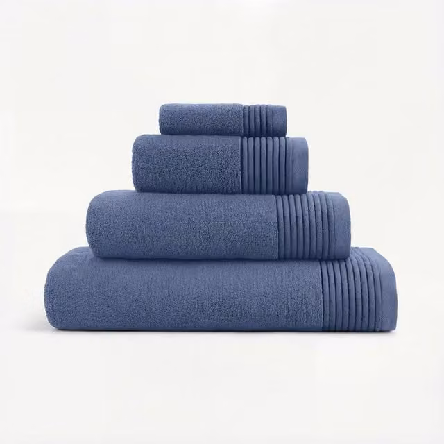 Bedable Plush Zero-Twist Cotton Terry Towel Set in Navy Blue