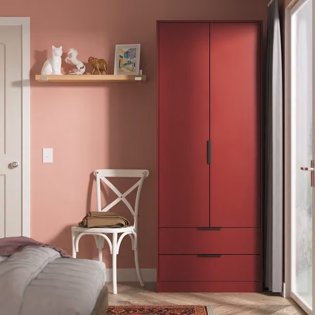 Ready Assembled 2 U Fuji 2 Door 2 Drawer Wardrobe in Dark Red – 1