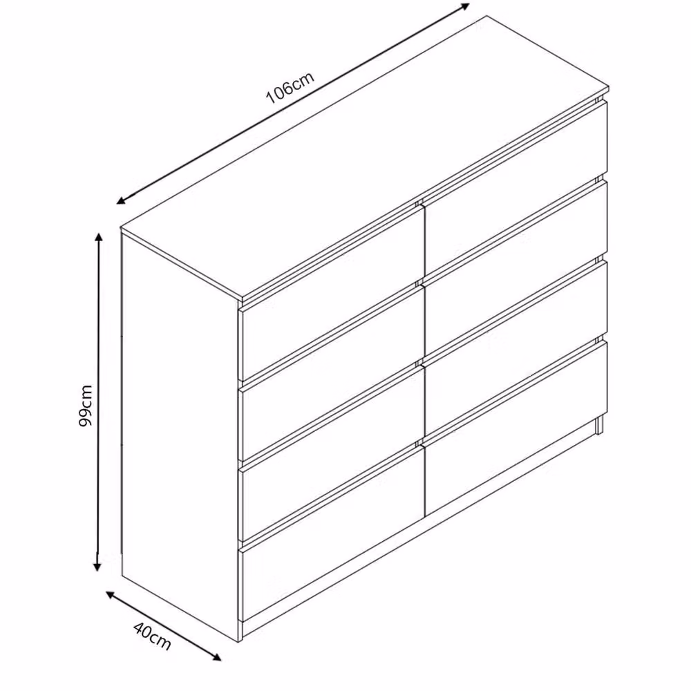 LUXURY LIFE Olivia Gloss 8 Drawer Chest of Drawers in White – 2