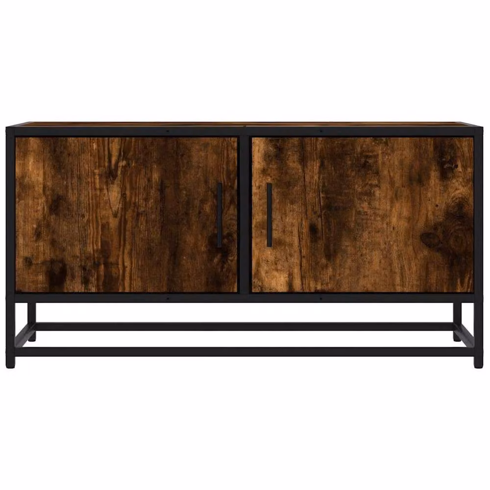 Berkfield Home Industrial TV Cabinet in Smoked Oak and Brown, W/D/H: 80 x 34.5 x 40 cm – 4