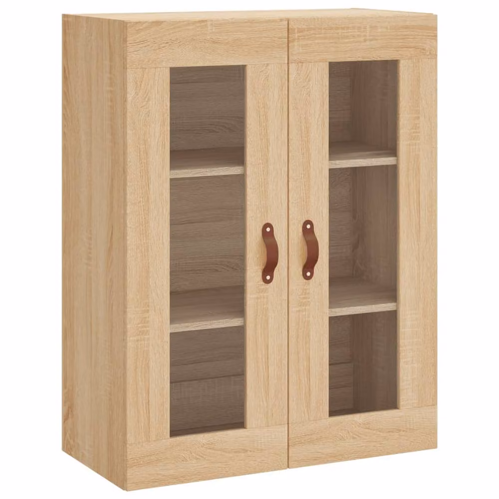Berkfield Home Wall Mounted Cabinet with Glass Doors in Brown, W/D/H: 69.5 x 34 x 90 cm – 3