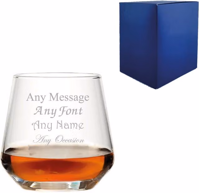Uniqueful Allegra Personalised Whisky Glass 340ml Transparent Tumbler – 1