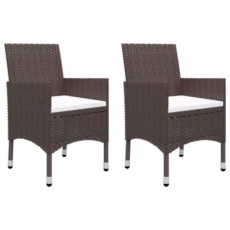 Berkfield Home Beautiful 3 Piece Acacia Wood Garden Dining Set with Cushions in Brown and White