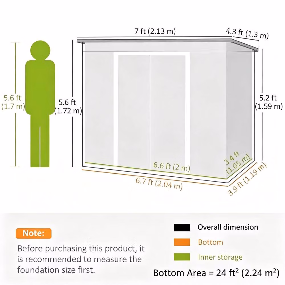 STILVORA Modern Grey Galvanised Steel Garden Shed with Sliding Doors and Side Vent, W: 204 cm, D: 119 cm, H: 172 cm – 4