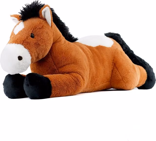 The Magic Toy Shop Large Plush Horse Stuffed Animal, Brown and Black, Height: 65 cm