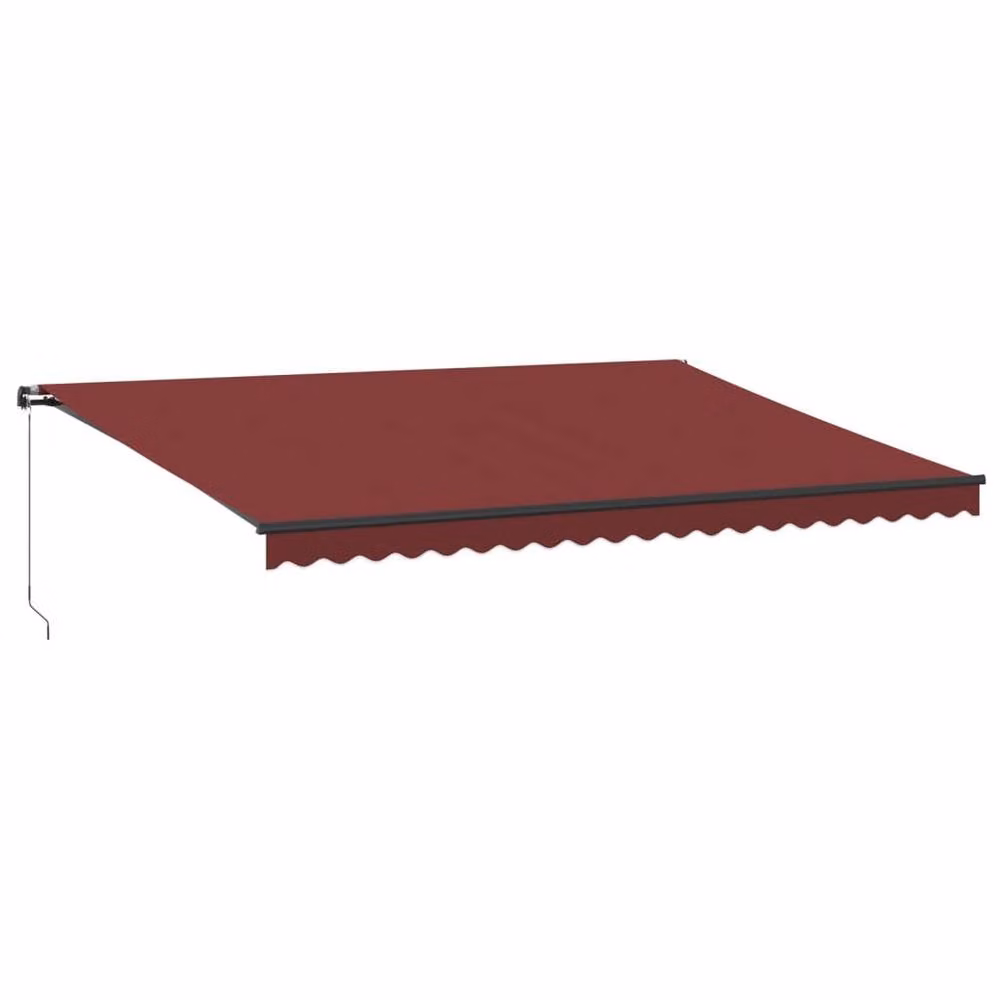 Berkfield Home Manual Retractable Awning with LEDs in Burgundy and Black, W: 500 cm, D: 300 cm – 2
