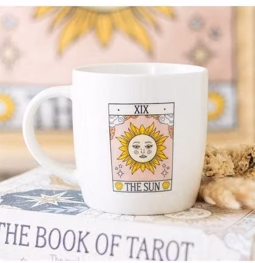 KDMD The Sun Vintage Tarot Ceramic Mug in White, 350 ml