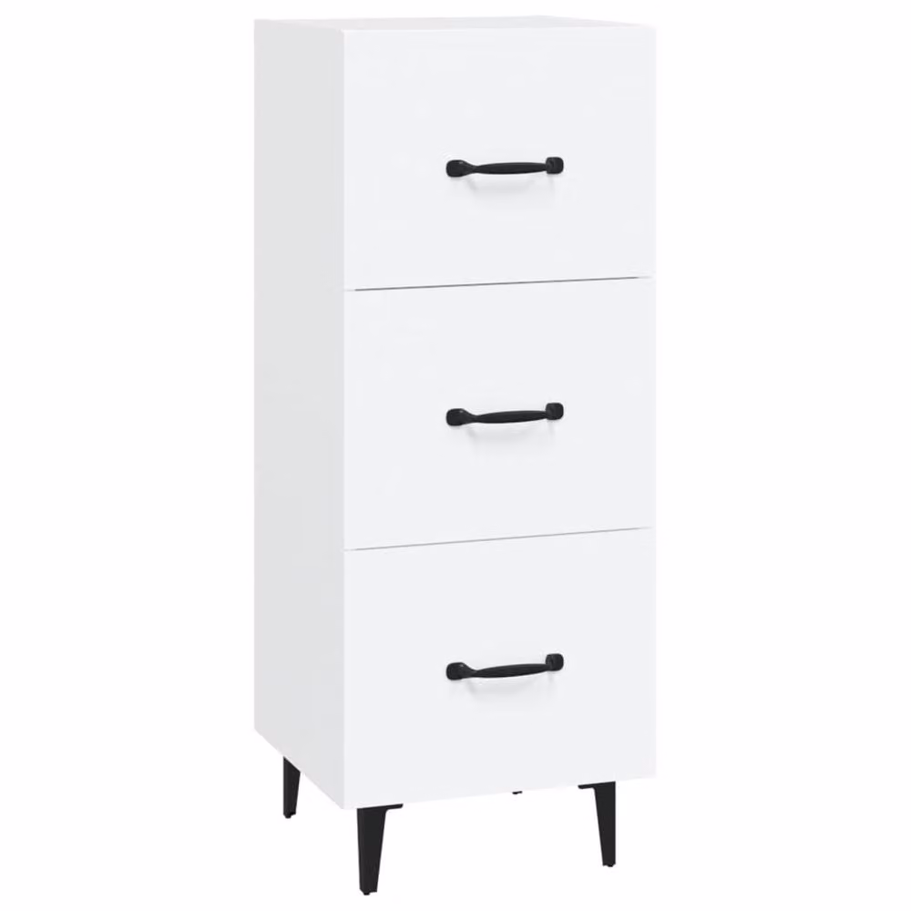 Berkfield Home White Modern Sideboard in Engineered Wood, W/D/H: 34.5 x 34 x 90 cm – 2