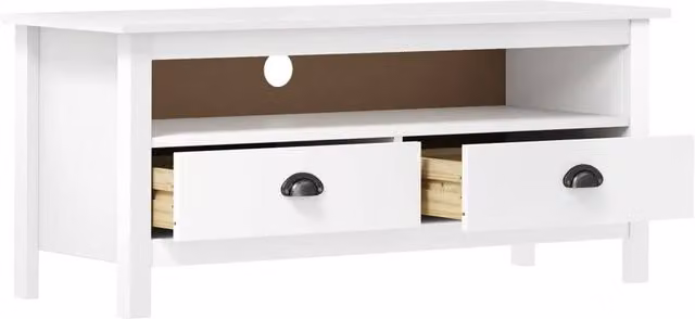 Berkfield Home Hill TV Cabinet in White Solid Pine Wood W/D/H: 110 x 40 x 47 cm